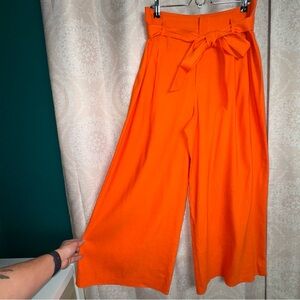 Alice + Olivia Steffie Culotte Pants Womens Wide Leg Monarch Orange Size 10